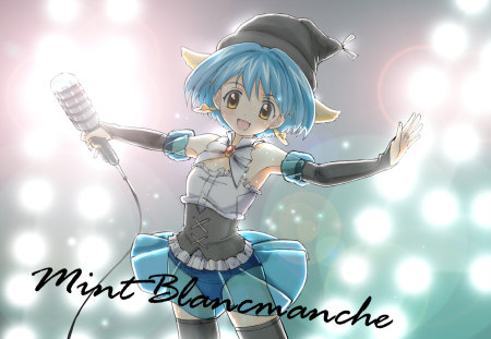 Mint Blancmanche - galaxy angel, microphone, mint, mint blancmanche, anime, lights