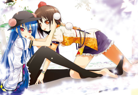 Tenhi & Aya - game, tenshi, girl, beauty, pc, aya, touhou, classic, new, wall