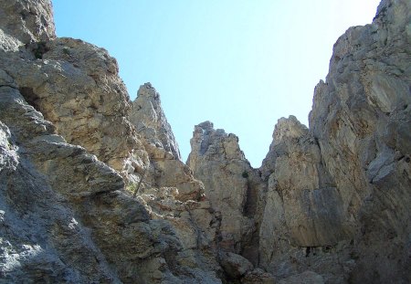 Rocky Canyon - sky, rough terrain, mountain, formation, rock