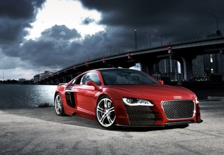 Sweet Audi - sports, sportscar, r8, car, clouds, audi, bridge