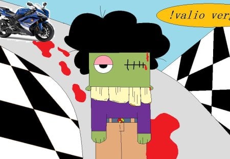 A motorcycle Accident. - collage, accident, afro, blood, motorcycle