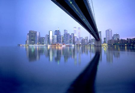 Bridge over Water - water, city, skies, architecture, bridges