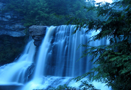 Blue Waterfalls - waterfalls, nature, rivers, other