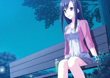 lovely girl - cg, game, anime, hot, cute, blush, night, sweet