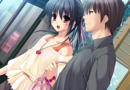 Sweet couple - cg, game, smile, girl, cute, guy, blush, sweet