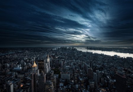 New York Sky - new york, people, real, modern, live, dark, clouds, city, streets