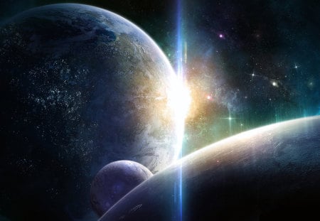 convergence of the planets - cgi, planets, cool, galaxy, awesome, digital