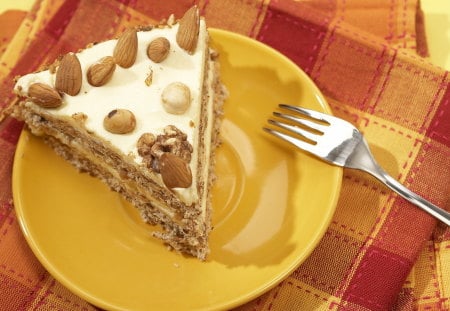 A PIECE OF CAKE FOR HUNGRY PERSON - almond, cool, eat, sweet, food, cake