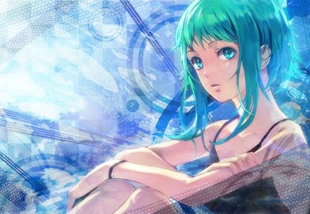 Gumi - girl, blue, anime, gumi, short hair