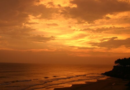 SUNSET AT VARKALA, BEACH KERALA, INDIA - india, nature, beach, sunset