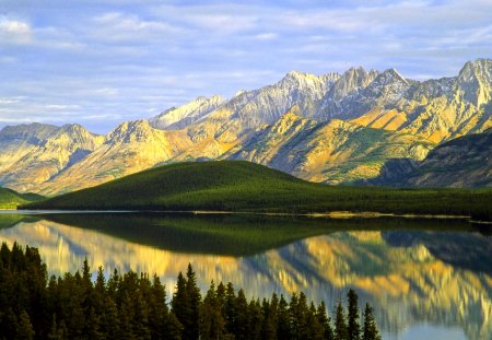 SNOW MOUNTAIN LAKE - hill, lake, reflection, mountain, pines