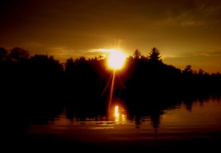 SUNSET ON CHUBB LAKE - lake, sunset, chubb, nature