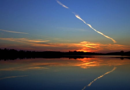 LAKE SUNSET - nature, lake, sunset, clouds