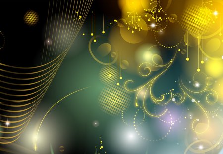 Luxury of Gold - bright, glow, bokeh, swirls, yellow, green, firefox persona, gold