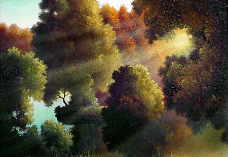 N. Udaltsov. Magic Forest, a quiet pool ... - painting, art, n udaltsov, forest