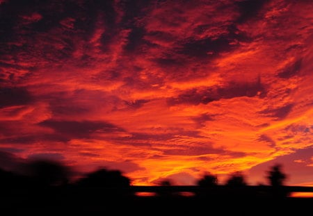 red_sky - clouds, sunset, nature, red, colors, sky