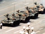 Chinese communist tanks ran over peaceful protester