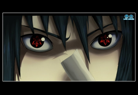 new sharingan - black hair, short hair, sasuke, red eyes