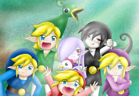 Smile,Smile,Smile! - vio, chicken, blue, ezlo, vaati, zelda, shadow, purple, red, green, video games