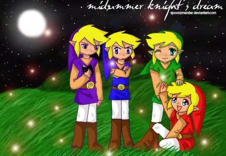 Midnight Summer - vio, red, blue, green, link, video games, midnight summer