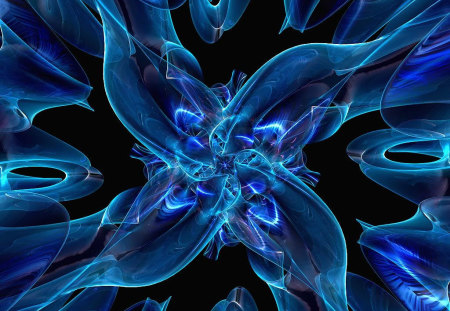 Fractal Blue Abstract - abstract, fantasy, fractal, other, blues