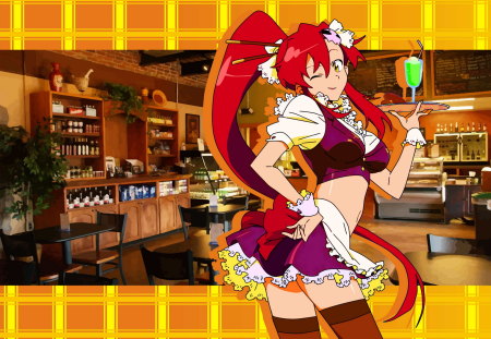 yoko waitress - yoko, girl, waitress, sexy, bar, tengen toppa gurren lagan