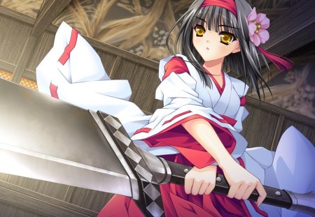 Saginomiya Sunao - girl, saginomiya sunao, weapon, anime, sword, kimono