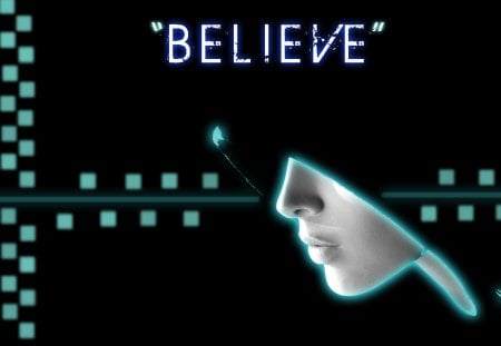 BELIEVE 2 - glow, black, believe, blue