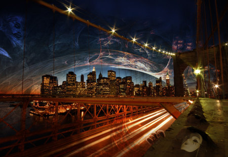 nightview - new york, photography, night, buildings, skyscrapers, evening, city, manmade, lights