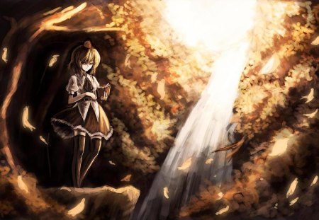 shameimaru aya - touhou, trees, game, light, shameimaru aya