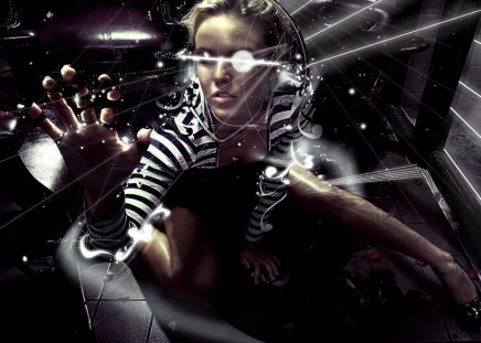 Matrix - animated, female, girl, broken, glass, matrix, black, science, colour, action