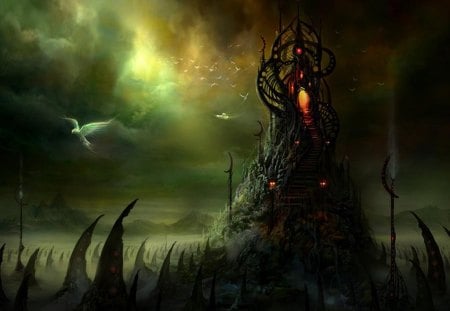 Fantasy Desktop - fantasy, hell, inferno, horror, evil, mountain, demon, dark