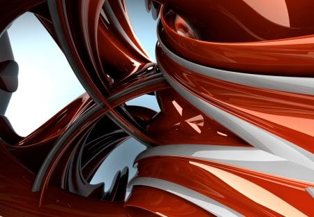 Abstract Selcouth - curves, abstract, white, 3d, orange, glossy