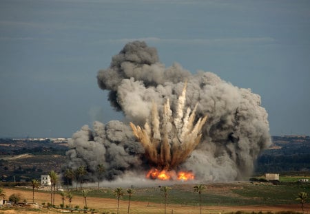 insurgent stronghold being bomb by NATO air force - 2011, explosion, 09