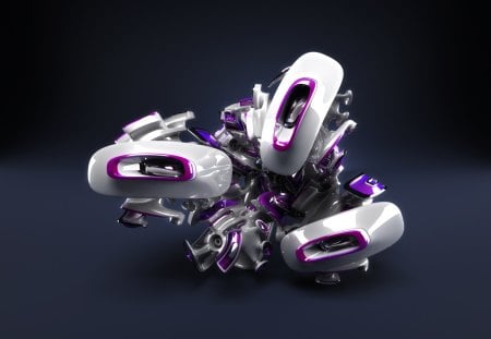 Abstract Purple 'n White Studio - white, abstract, purple, 3d, machine, studio