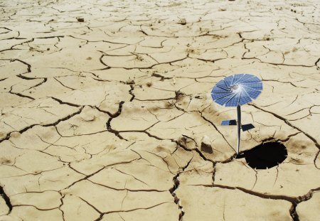 Desert Tech - Solar Flower - abstract, desert, solar panels, dry, flower, cracked surface, green idea