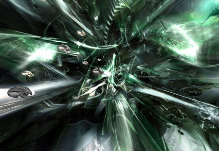 Green Armageddon - outsiders, invasion, 3d, abstract, armageddon, green