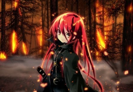 Flame Haze - red hair, fire, shana, sword, shakugan no shana, flame haze