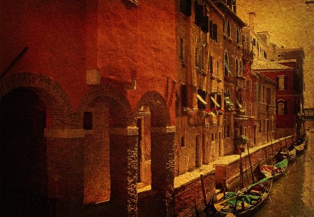 Old Venice - water way, gandola, venice, old, canal, buildings