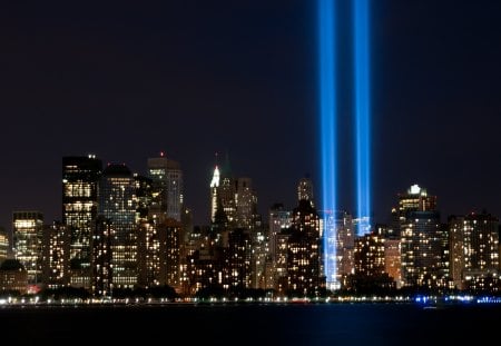 911 - city, new york, remember, light-towers