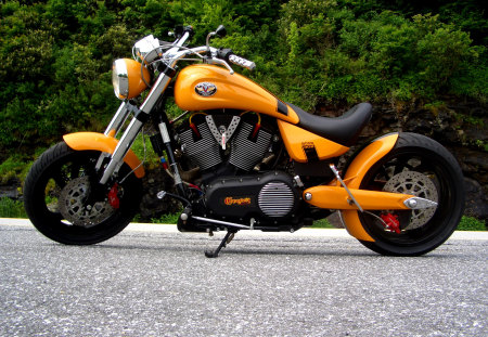 Victory - chopper, custom, bike, yellow