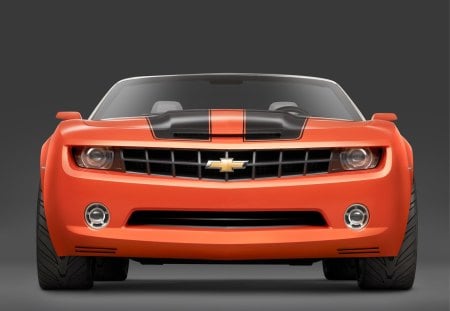 Camaro convertible - orange, convertible, front, camaro