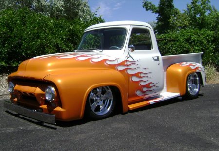 1954 Ford F100 - 1954, cool, f100, hot rod, vintage, classic, flames, ford, custom