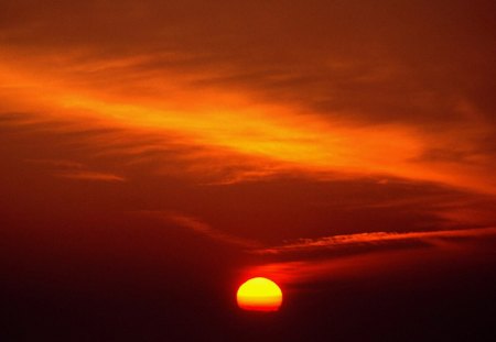 Firey Sun - sky, orange, dark, sun