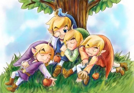 Another peaceful day under the sun - legend of zelda, toon link, video games, four swords