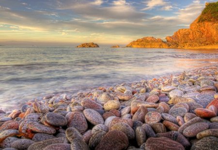 Breakwater Beach - breakwater beach, brixham, rocks, summer evening