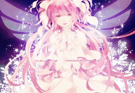 Goddess Madoka - pretty, anime, anime girl, dress, girl, cool, goddess madoka, kawai, mahou shoujo madoka magica, kaname madoka, wings, cute