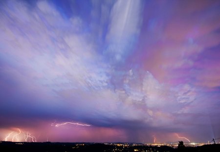 Purple Sky - flash, lightning, purple, sky