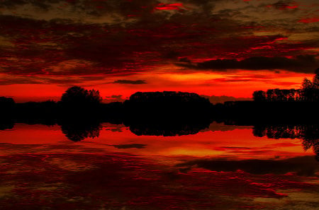 Simply Red - sky, luminous, evening, dark, red, beautiful, hdr