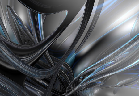 Abstract Black and Blue Inside - curves, abstract, blue, 3d, glossy, black